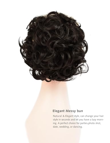 Yamel Messy Bun Scrunchie Chignon Hairpiece Updo Curly Bun Extension Combs in Messy Bun Hair Piece for Women Dark Brown