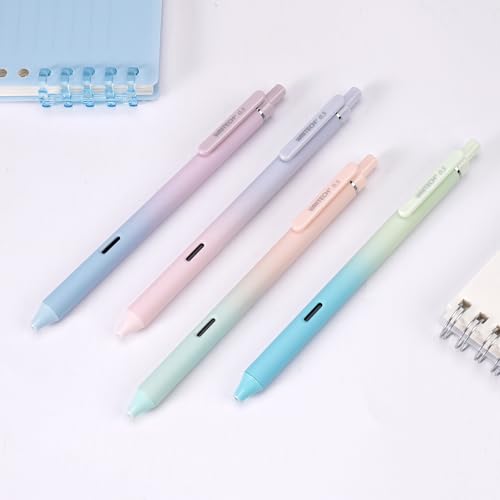 Image of WRITECH Gel Pens Fine Point: 0.5mm Black Ink Retractable 4ct Smooth Writing No Bleed with Aesthetic Gradient Color Pen Barrel for Journaling Note Taking Sketching