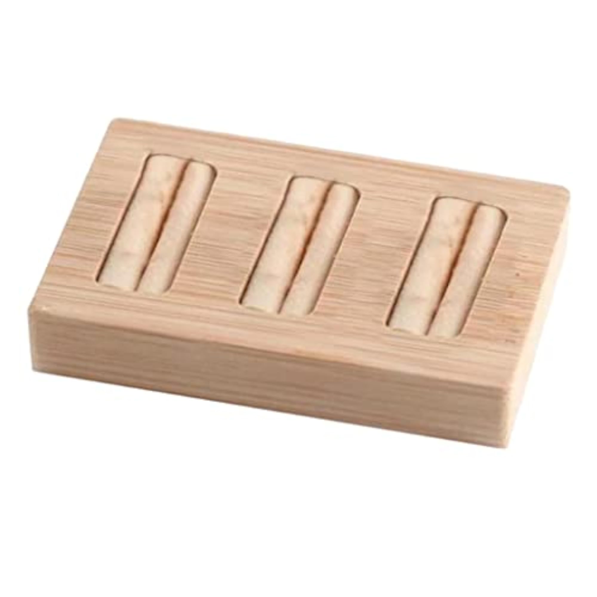 Wooden Earrings Rings Jewelry Display Tray Organizer, 3 Slots
