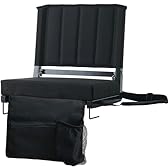 Stadium Seats for Bleachers with Back Support and Wide Padded Cushion, Portable Folding Bleacher Chairs with Backrest and Shoulder Strap, Perfect Bleacher Cushion for Sports Event (1 Pack, Black)
