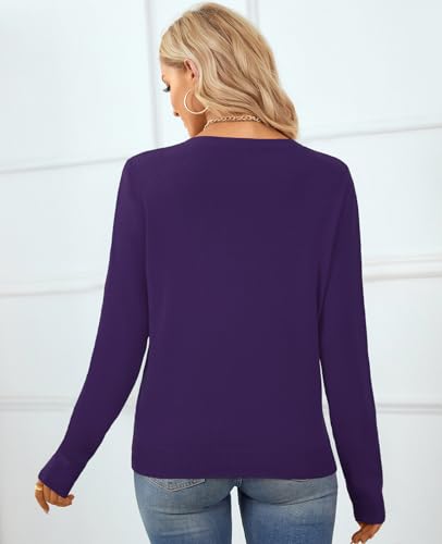 Image of QUALFORT Women's 100% Cotton Sweater, Basic Lightweight Long Sleeve Pullover