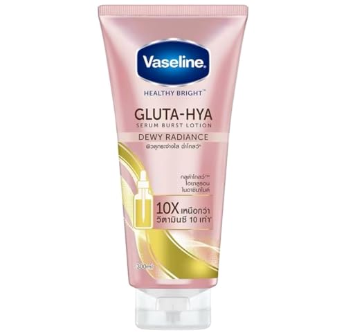 Vaseline Gluta-Hya Dewy Radiance Loción para rostro y cuerpo, da una piel más brillante, hidratante con infusión de glutatión y niacinamida, 300 ml