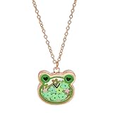 COLORFUL BLING Cute Cat Frog Bear Animals Pendant Necklace Heart Shaped Locket Necklace for Women Friendship Jewelry -Frog
