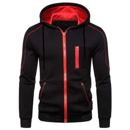 Lu's Chic Men's Hoodies Jackets Fleece Long Sleeve Full Zip Up Sweater Slim Fit Sweatshirt