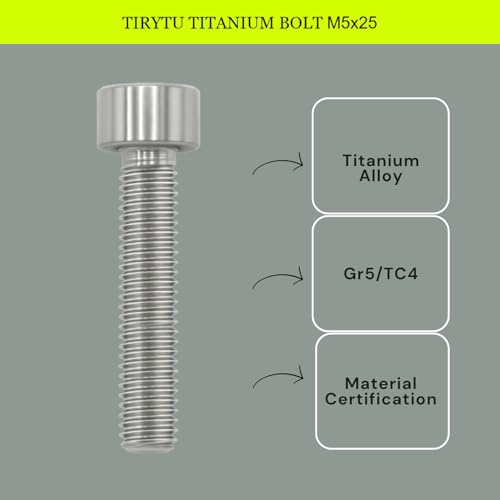 Image of M5x25 Titanium Bolts Hex Socket Cap Screw, Natural Color, 4PC | Lightweight Design, Ideal for Humid /Salty Environments, Socket Head Hex Key No Washer, MTB /Road Bike Stem Bolts