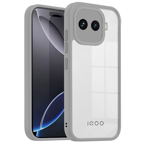 Image of V-TAN Back Cover for IQOO 15R 5G | TPU | Transparent Crystal Clear Case Compatible with IQOO 15R | Slim Fit, Camera Protective Shockproof Mobile Cover Design (Gray)