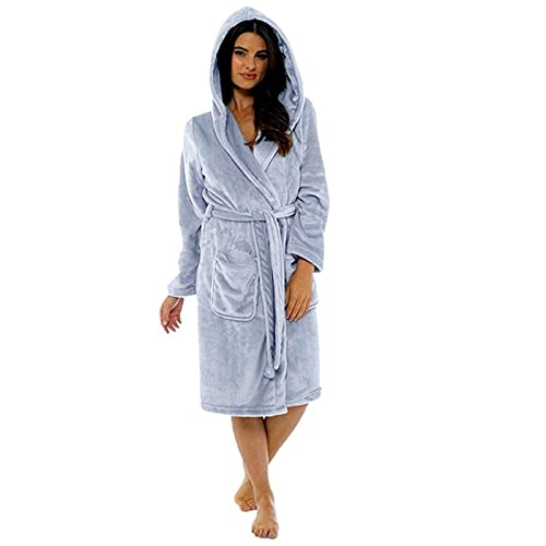 Abrigo de invierno para mujer, bata de baño de felpa alargada, ropa para el hogar, bata de manga larga con capucha, suave y cálida, bata de rizo de algodón absorbente, pijama para ducha, baño, spa,