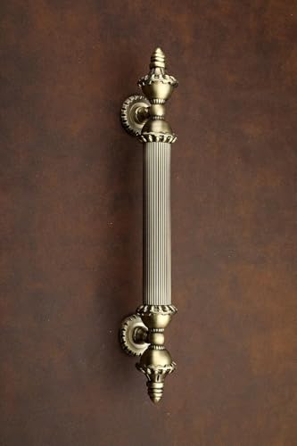 Image of GLOXY Premium Antique 18 inch Vintage Royal Taj Main Door Handle with 12 inch Hole-to-Hole Spacing - Decorative Push & Pull Aluminium Handle for Wooden & Glass Doors - Ideal for Home, Hotel and Banquet Hall