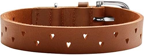 HUNTER Aalborg Soul Hundehalsband – Cognac – Herz gestanzt – stark gefettet – strapazierfähig – Größe 35