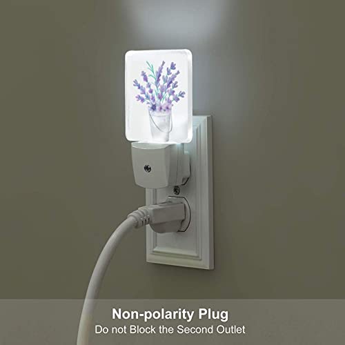 Image of Plug-in LED Night Light, Purple Tulip Hope Flowers Set of 2 Dusk-to-Dawn Auto Sensor Decor Lamp