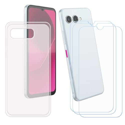 LCEHTOGYE Funda para T-Mobile Revvl 8 + 3 x Vidrio Templado Película Protectora Pantalla,Translúcido Carcasa Silicona Gel TPU Suave Protectora Caso Case para T-Mobile Revvl 8 (6,58')