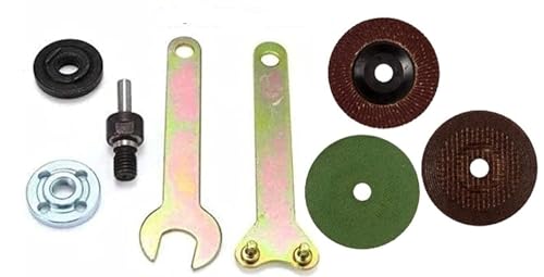 Image of AASONS Drill Variable Angle Grinder Connecting Rod Round Handle Converter With Iron Cutting Blade, Flap Disc And Iron Grinding Wheel