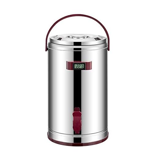 CHARON kommersiella varmvattenberedare, 10 l dispenser för varma drycker med 12 timmar värmebevarande/uppvärmningsfunktion, vattendispenser med kran och ställ, röd, 12 L
