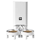 【2023最新改良】多頭飼いに向け 自動給餌器 猫 中小型犬用 6L大容量 2個のステンレス製トレイ付き 清潔便利 2WAY給電 タイマー式 定時定量 1日6食 録音可 手動給餌可 360℃フードの新鮮を保ってくれ 日本語説明書付き(二匹)