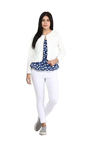 Image of mayra Women's Poly Blend White Color Long Sleeve Crop Length Jacket