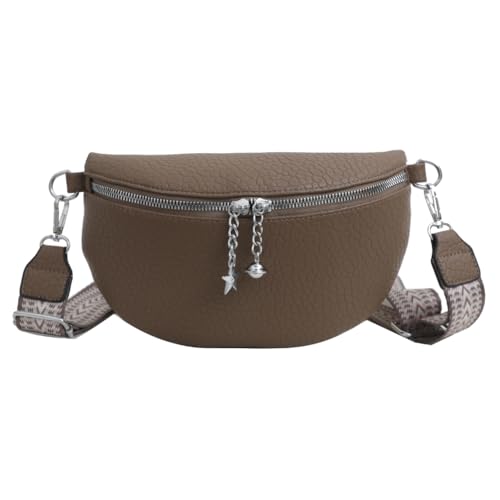 Cymwer Bolsos de mano para mujer, elegante bolso de piel sintética para las axilas, informal, portátil, simple, estilo étnico, correas ajustables para vacaciones de fin de semana (café)