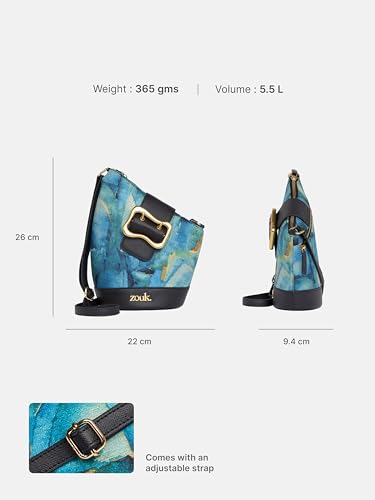 Image of ZOUK Women's Ardha Sling Bag | Black Vegan Leather Crossbody Bag | Asymmetric Silhouette| Adjustable Strap
