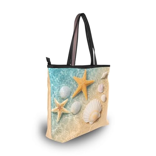 Image of Women Turtle Tote Bag Polyester Handbag Zippered Tote Bag Turtle Tote Purses,Summer Beach Tote Bag