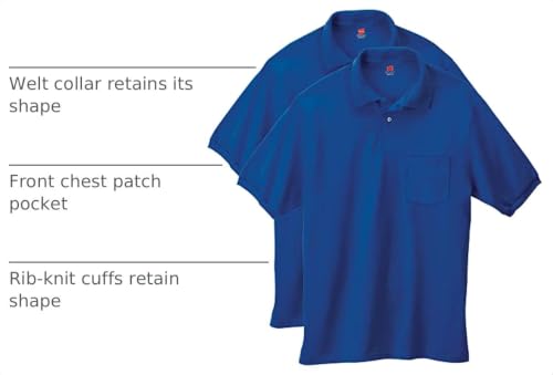 Hanes Men's Short-Sleeve Jersey Pocket Polo (Pack of 2), Deep Royal, XX-Large - image 4