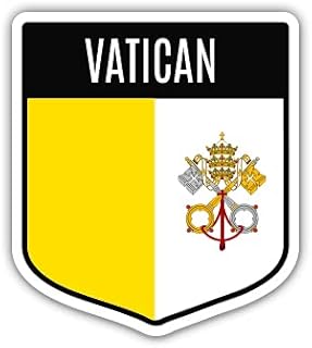 Squiddy Vatican City Flag Shield - Vinyl Sticker Decal for Phone, Laptop, Water Bottle (3" high)