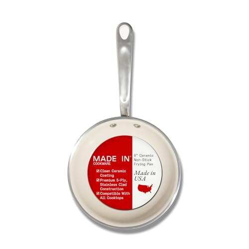 Made In Cookware - 8' Ceramic Non Stick Frying Pan (Discontinued CeramiClad 1.0) - 5-Ply Stainless...
