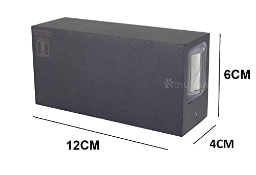 Image of Mufasa 6 Watts Up Down Indoor Outdoor Beam LED Waterproof Wall Light Perfect for Entrance Gate Pillars Boundary Stairs (Aluminum Body) (Warm White)