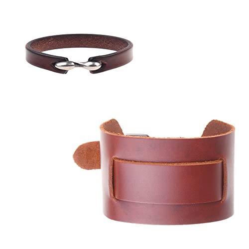 Eco-Fused Cosplay Punk Gothic Medieval Leather Wristbands - Vintage, Viking, Steampunk, Rock Cuff Bangle - Unisex Bracelet - For Men and Women - Costume, Casual, Themed Party Wear Fashion Accessory