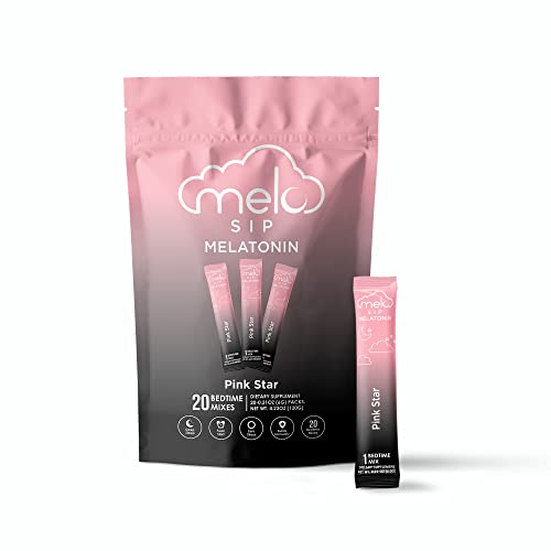 MELO SIP Sleep Aid, Powder, Melatonin Electrolyte Powder with GABA, Magnesium, L-Theanine, Valerian Root, Zinc, and Chamomile, Sleep Powder (Pink Star)