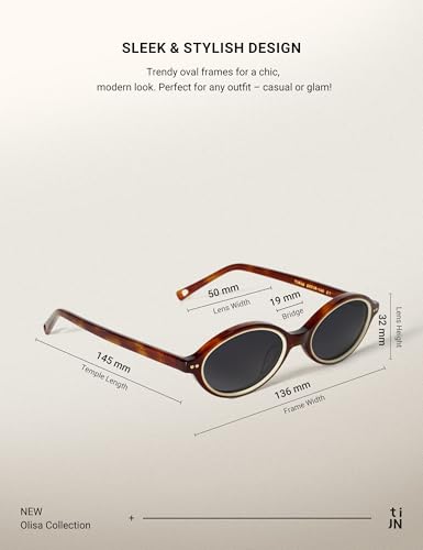 TIJN Olisa Retro Oval Sunglasses for Women Men,Polarized UV Protection Shades,Stylish Frame Sun Glasses,2025 Trendy Sunnies