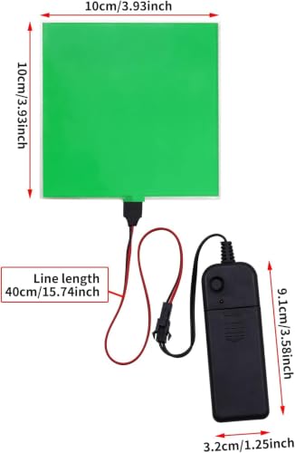 Image of jose2015 Electroluminescent Panel 10x10CM,Cuttable DIY Electroluminescent El Panel Light,3 Modes for DIY Decoration(Green)