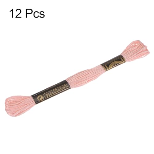 Image of HARFINGTON 12 Skeins Embroidery Floss 8.75yds(8m) Egyptian Long-Staple Cotton Cross Stitch Thread for Sewing DIY Bracelet Yarn String and Crafts, Petal Color(6020)