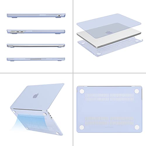 Image of MOSISO Compatible with MacBook Air 13 inch Case M5 2026 M4 2025 M3 M2 2024-2022 A3449 A3240 A3113 A2681, Hard Shell&Keyboard Cover&Screen Film&Type C for MacBook Air 13.6 inch Case, Pastel Blue