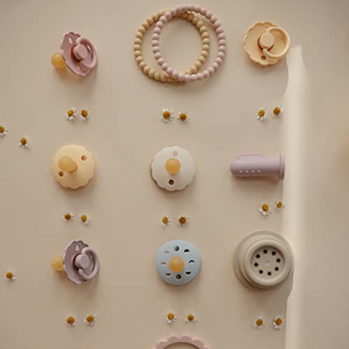 Image of FRIGG Daisy SilkySoft Silicone Baby Pacifier | Made in Denmark | BPA-Free (Baby Pink /Soft Lilac, 0-6 Months)