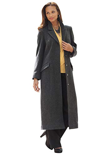 Jessica London Women's Plus Size Full Length Wool Blend Coat - 18, Black #TOP6