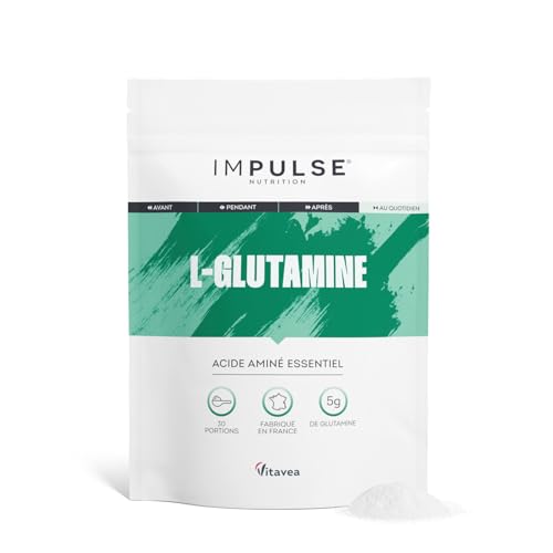 Impulse Nutrition - L-Glutamine Kyowa® - 100% Pure & Végétale - L-Glutamine en poudre - Complément alimentaire Récupération Musculaire & Sport - Sans Goût - 150g - Fabriqué en France