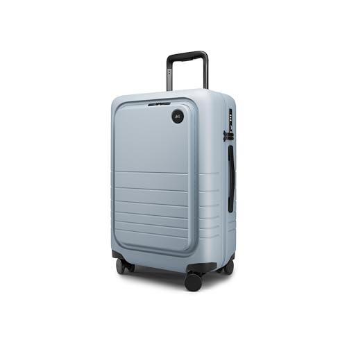 Image of Monos Carry-On Pro Plus Luggage 23 Inch - Hardside Spinner Suitcase with TSA Lock & Laptop Front Pocket | Airline Approved, 42L Polycarbonate Rolling Carry On | Fits 16 inch Laptop | Blue Haze