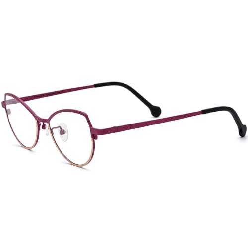 Image of FONEX Colorful Pure Titanium Glasses Frame Women Retro Round Eyeglasses