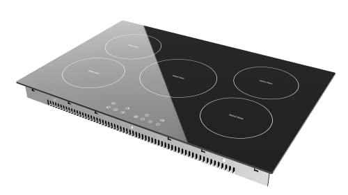 Homtone Induction Cooktop 30 Inch 5 Burner, Built-In Induction Stove Top, 240V Electric Hob, 9 Heating Stage, Child Safety Lock, Sensor Touch Control, Timer, Residual Heat Indicator (9300W) #TOP7