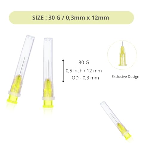 100 Stück 30G x 1/2 (12mm) Edelstahl Abgabe Tube ,verschiedene Größen:18G/20G/21G/22G/23G/25G/26G/27G/30G ,Einzeln verpackt,Nachfüllröhrchen für Industrie,Wissenschaftslabore,für Hobby und Heimwerk