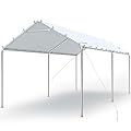 Quictent 10x20 ft Heavy Duty Carport Canopy Galvanized Car Tent Outdoor Garage Boat Shelter with Reinforced Structure, No Sidewall - White