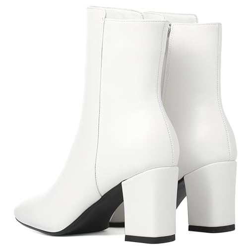 Image of Caradise Womens Chunky Block Heel Booties Zip Up Square Toe Ankle Boots