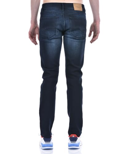 Image of Numero Uno Men's Deep Blue Skinny-Fit with Subtle Fading Sustainable Jeans