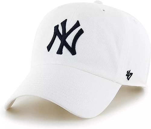 Gorra ajustable New York Yankees blanca y azul marino miniatura 1