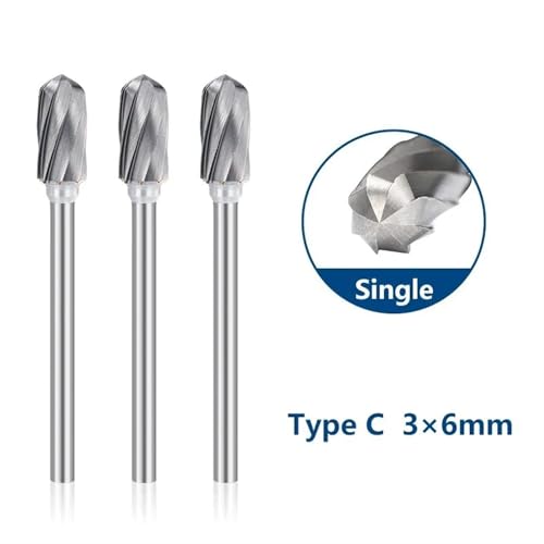 10 piezas de fresa rotativa de carburo 3mm x 6mm miniatura 3