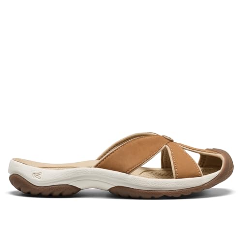 KEEN Women's Bali Slip On Leather Sandals Closed Toe Flip-Flops, Chipmunk/Birch, 8 by KEEN - Used condition - Image 2