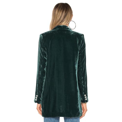 Velvet Blazers for Women Solid Open Front Lapel Cardigan Coat Long Sleeve Fall Winter Office Work Suit Jacket3