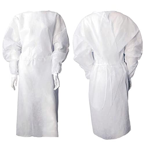 PLUS SANTE - 60x Surblouses Jetables Blanches, Manches Longues, Protection Chirurgicale...