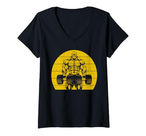 Womens Bodybuilding Gorilla for the next workout in the gym V-Neck T-Shirt