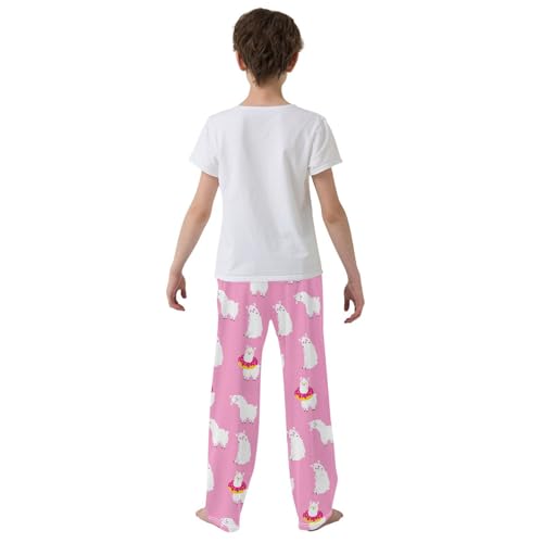 ZZXXB Llama Donut Boys Long Pants Soft Trousers Elastic Waist Kids Lounge Bottoms with Pockets S-XL3