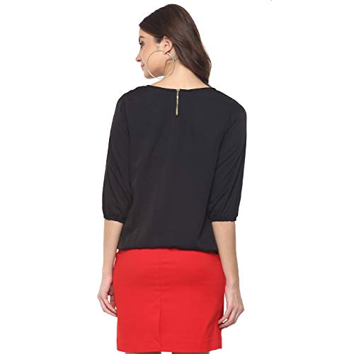 Image of mayra Women's Crepe Black Color 3 /4 Sleeve Top